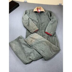 Vintage Walls Coveralls Mens Large Green Canvas Zero Zone Insulated Workwear